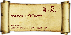 Matzek Róbert névjegykártya